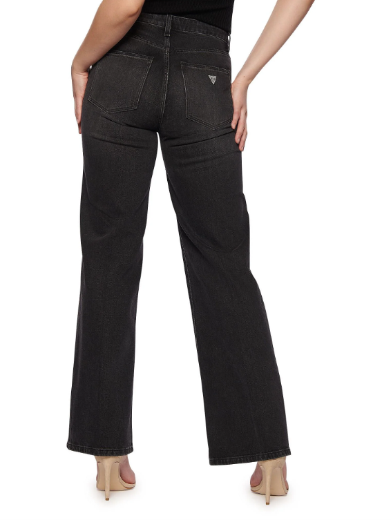 Pantalones GUESS De Tiro Alto Y Pierna Ancha Para Mujer | Corte Wide Calf | Color Negro