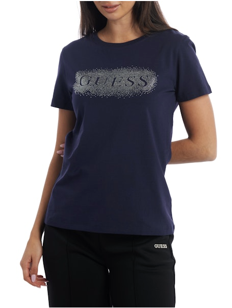 T-shirt GUESS Bleu Avec Strass Taille M (38FR) - Excellent état - Occasion