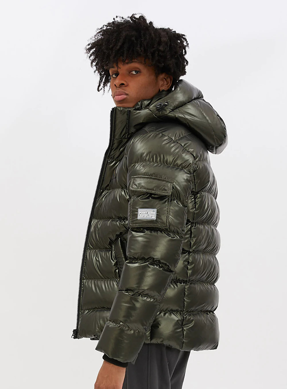 Manteau Point Zero Vert Metallique matelasse Mode Carsy